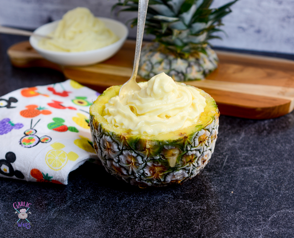 soft serve pineapple ice cream with spoon