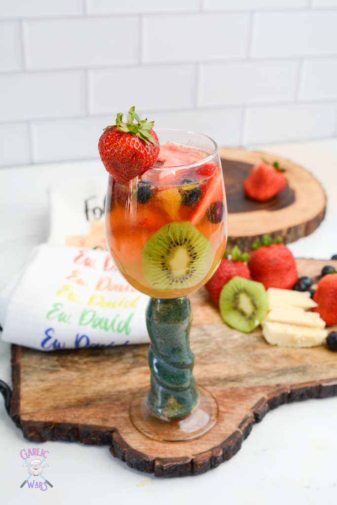 summer sangria with strawberry and kiwi