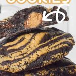 double chocolate reeses stuffed cookie for pinterest