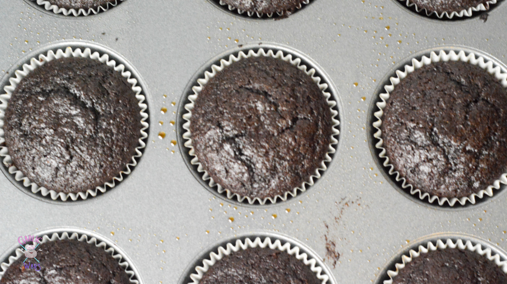 chocolate cupcakes in baking pan