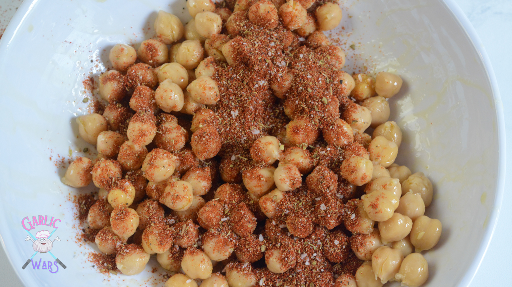 chick peas tossed in olive oil and spices