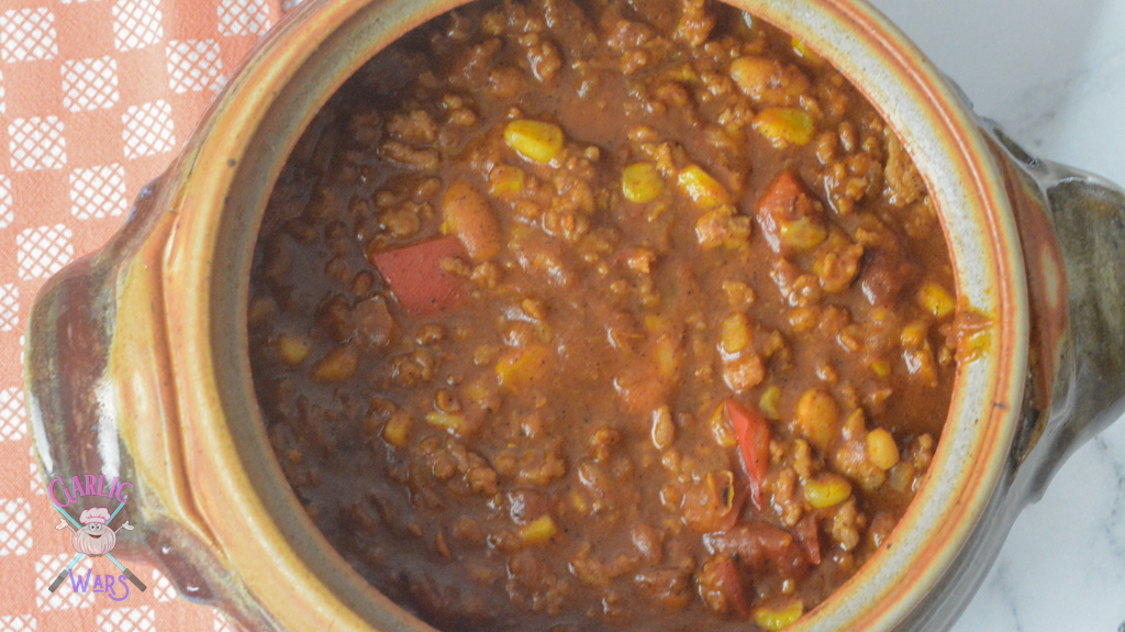 large bowl of pumpkin chili