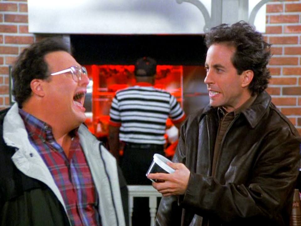 Jerry and Newman in the Chicken Roasters.