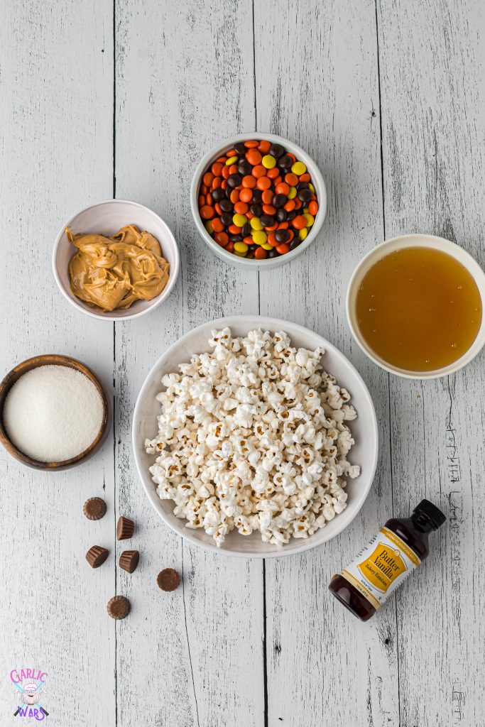 ingredients to make peanut butter popcorn