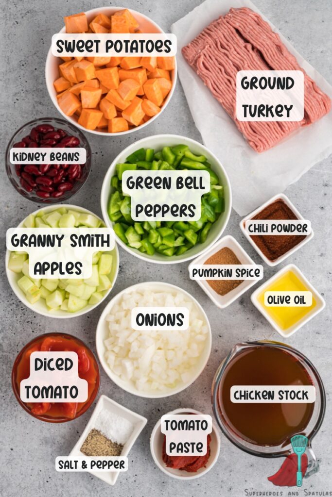 ingredients for sweet potato chili