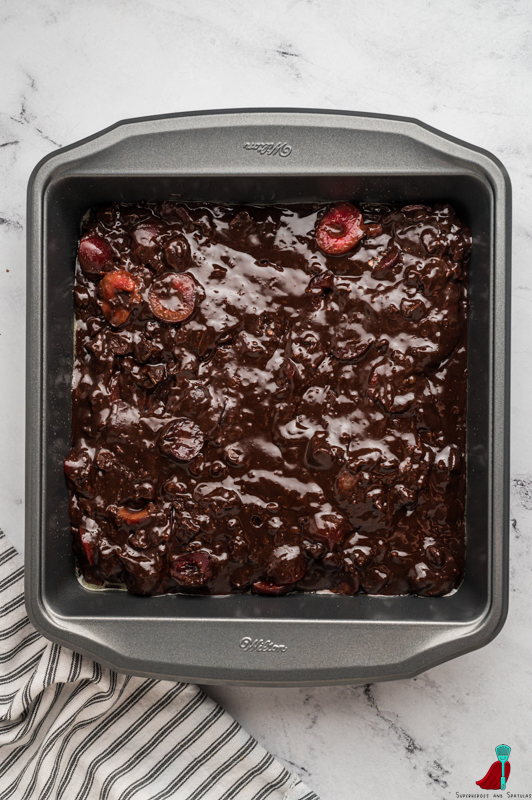 black forest brownies in pan