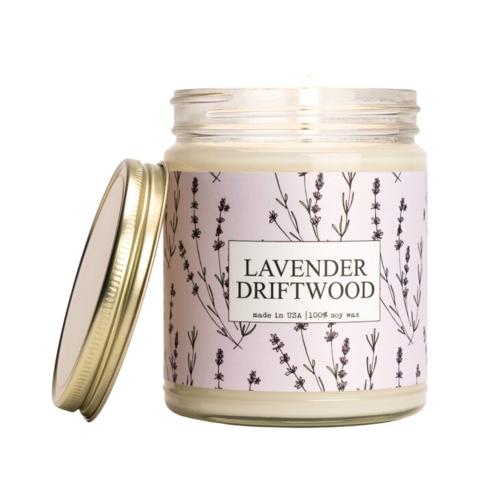 Image for Lavender Driftwood Scented Candle - 9oz Glass Jar Soy Candle