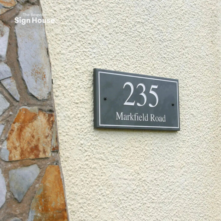 Image for Natural Slate Square Long Name Sign